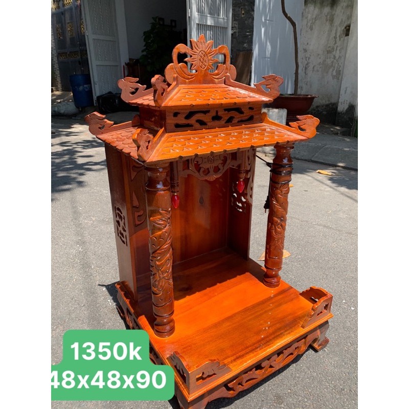 Bàn Thờ Ông Địa Ông Thần Tài Mái Ngói gỗ tự nhiên 100%
