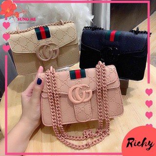 Túi Đeo Chéo Nữ Đẹp 🔥FREESHIP 🔥Túi xách GC Da Sần Xích Đồng Màu Siêu Đẹp -MS55- RichyStore