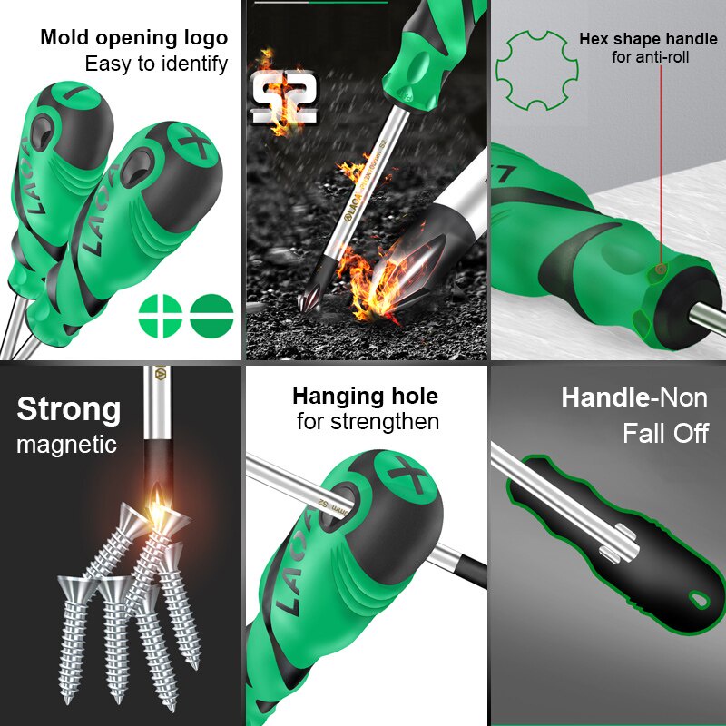 Tua Vít Đầu Dẹt, 4 Cạnh LAOA Chuyên Dụng, Thép Hợp Kim S2 Siêu Cứng, Hàng Chính Hãng