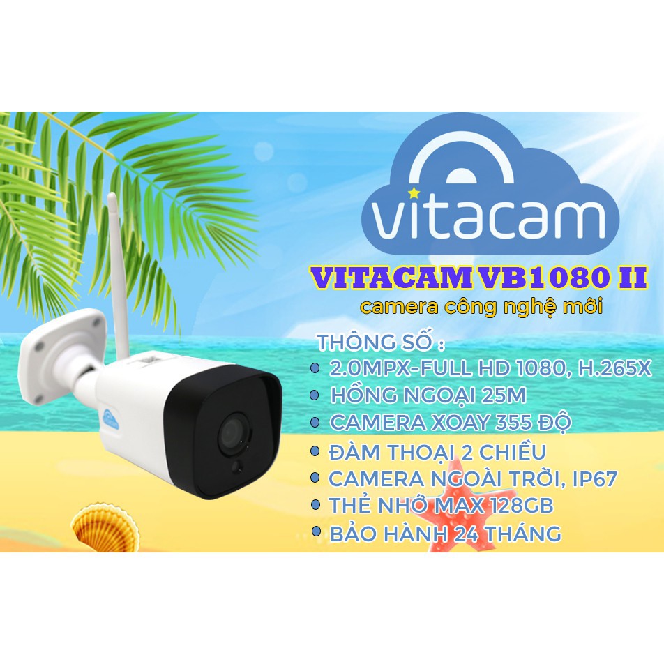 [cavoixanhmart] Camera Vitacam VB1080 II - Camera IP Ngoài Trời 2.0MPx Full HD , H.265X