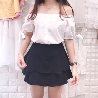 Chân váy 2 tầng đen truyền thống