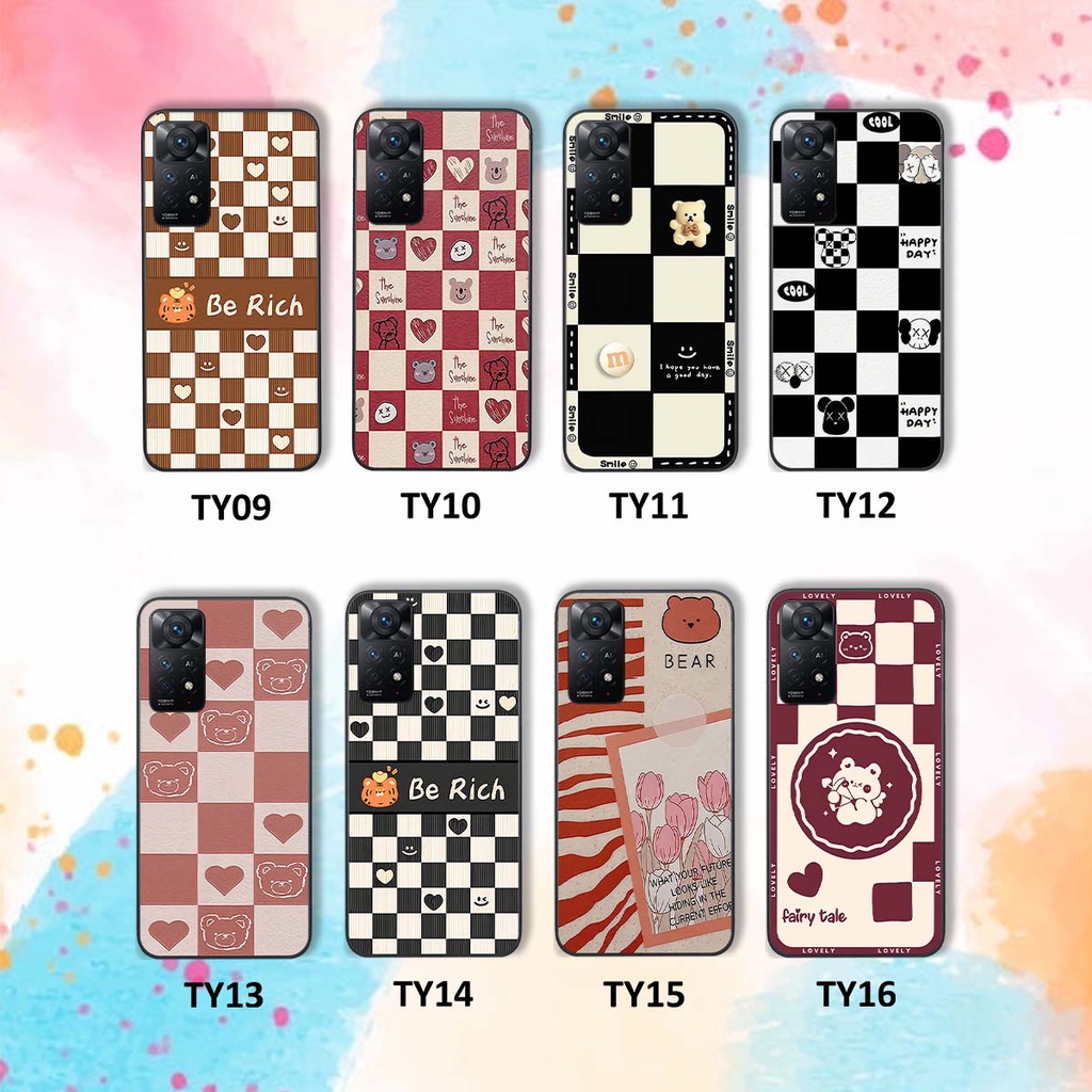 Ốp Xiaomi Redmi Note 11 4G / Note 11S / Note 11 Pro 5G gấu Bear rick caro vuông thời trang siêu đẹp