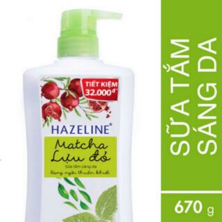 Sữa tắm sáng da Hazeline Matcha - Lựu đỏ 670g