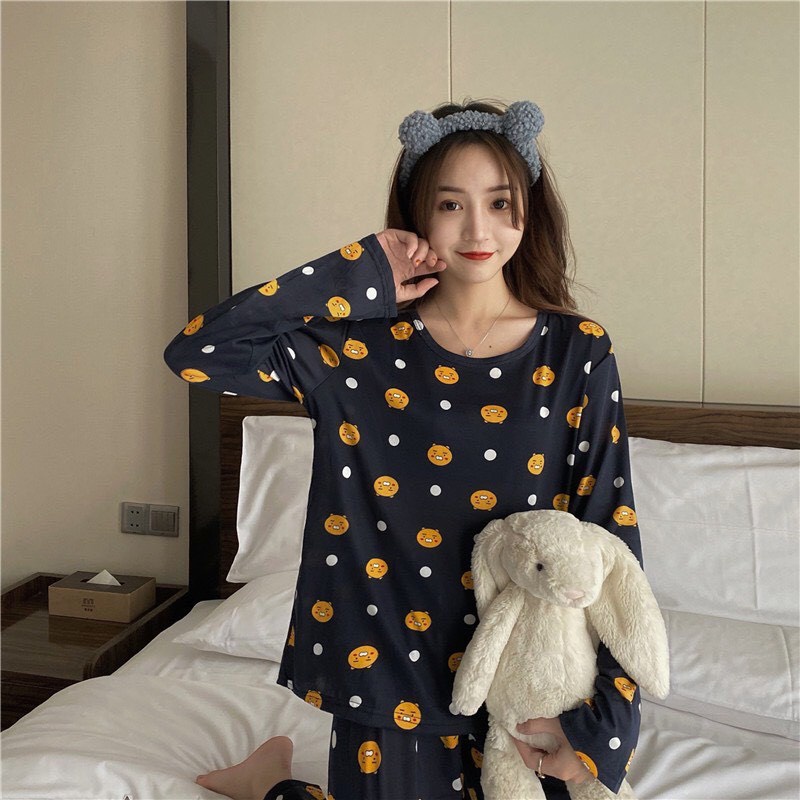 Bộ đồ -  đồ bộ ngủ Nữ dài tay màu sắc đa dạng chất cotton họa tiết ngộ nghĩnh dễ thương BD931