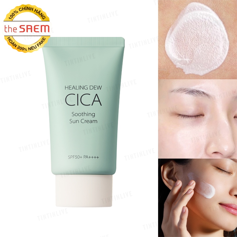 Kem chống nắng The Saem Healing dew cica soothing sun cream SPF50+ PA++++ 50g