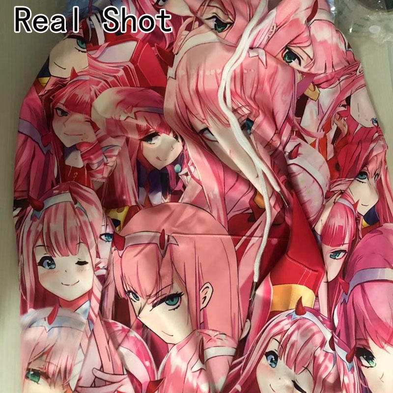 Áo hoodie nam tay dài in hình nhân vật Anime DARLING in the FRANXX 02 ZERO TWO Ahegao 3D độc đáo