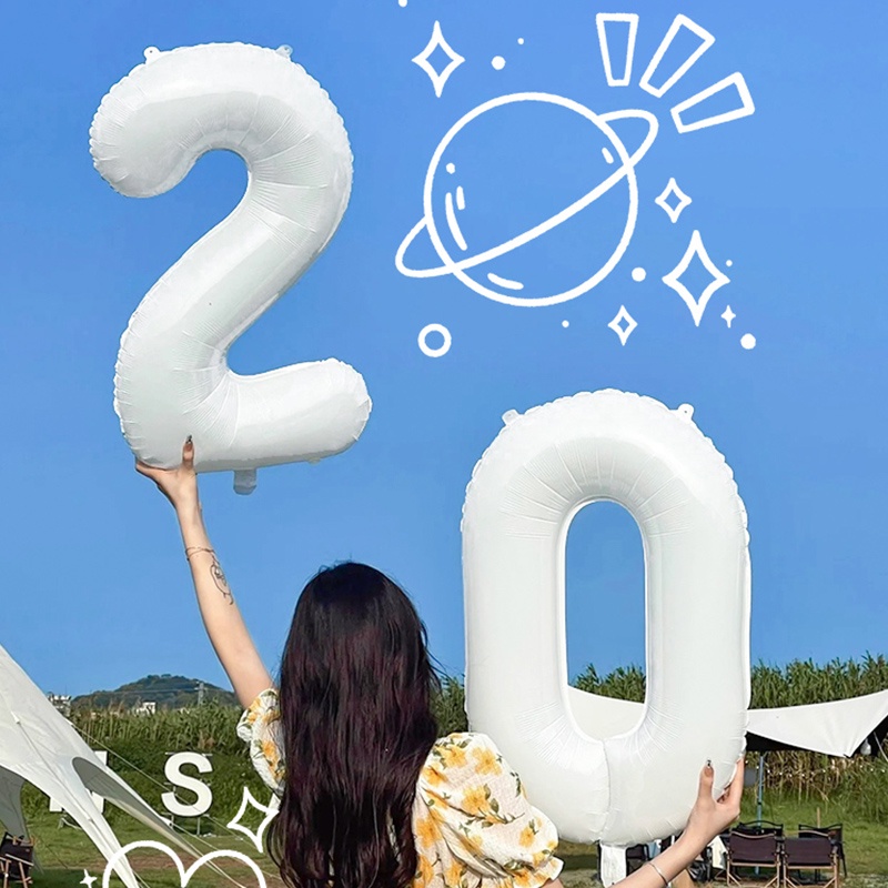 Bong Bóng Kỹ Thuật Số Màu Trắng Cỡ Lớn Trang Trí Tiệc Sinh Nhật / Tiệc Tùng Cho Bé