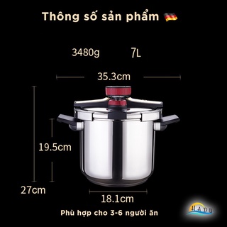 Nồi áp suất đa năng bếp từ inox 304 7L cao cấp độ bền cao chống cháy nổ hầm nhanh hơn SSGP