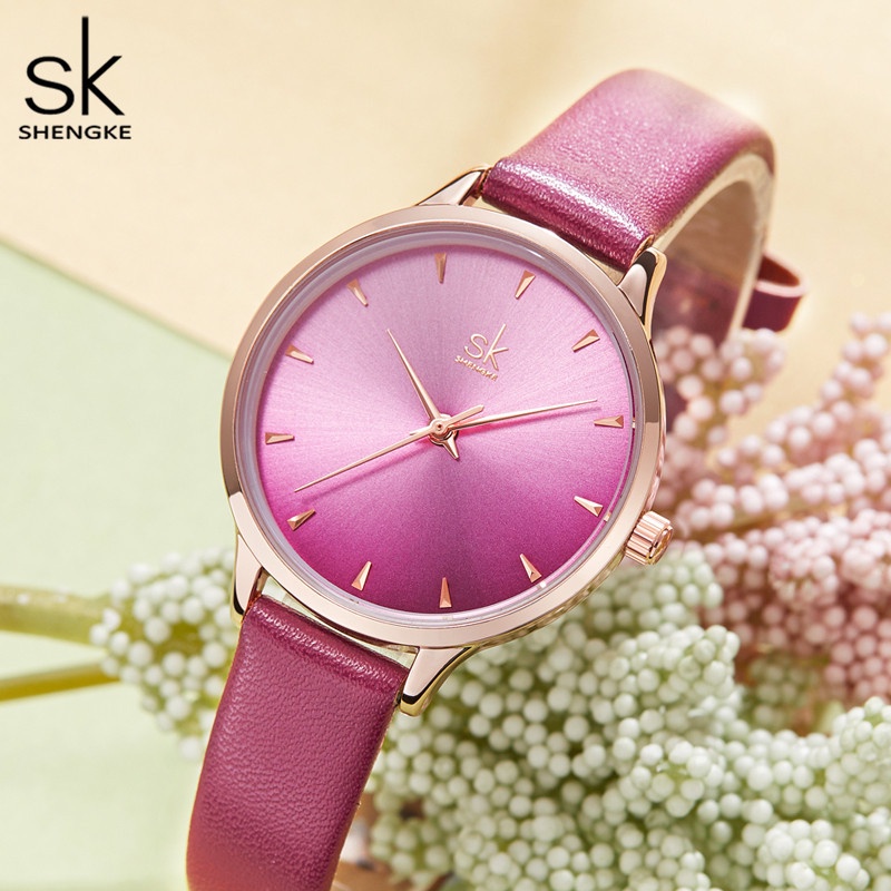 Đồng hồ quartz nữ dây da SK