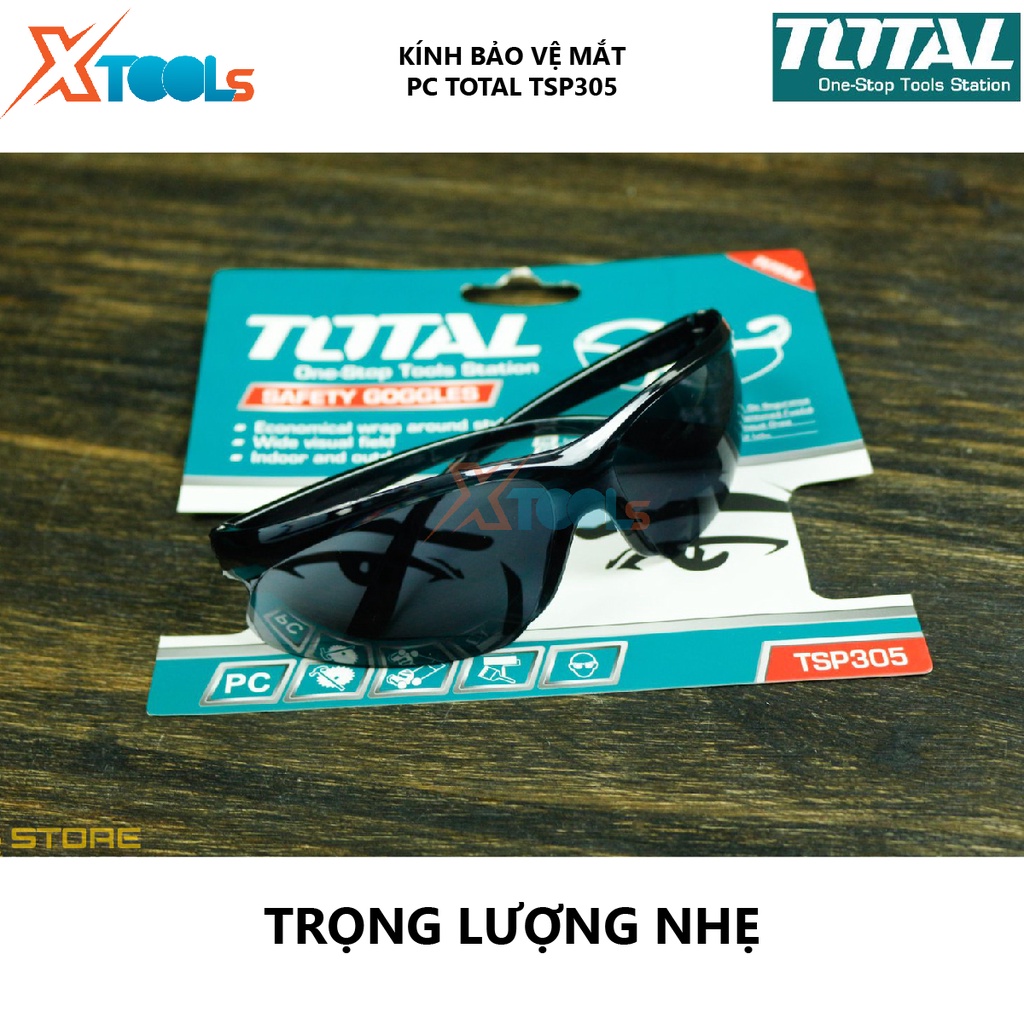 Kính bảo hộ lao động TOTAL TSP305  kính đen bảo vệ thợ hàn chất liệu nhựa dẻo có độ bền cao, thiết kế ôm trọn,bảo vệ mắt