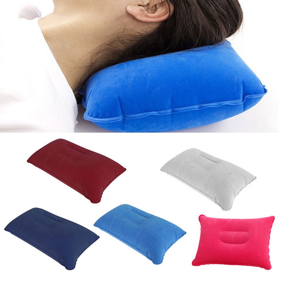 CHERRY💛 Ultralight Inflatable Air Pillow Home Square Flocking Cushion Bed Travel Car Outdoor Hiking Camping Rest/Multicolor