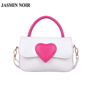 Túi Xách JASMIN NOIR Tay Nắp Gập Trái Tim Màu Tương Phản Bằng Da PU Cho Nữ