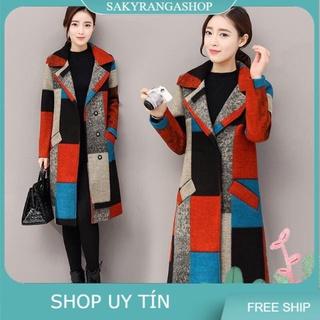 Áo khoác dạ cổ vest phối màu cao cấp