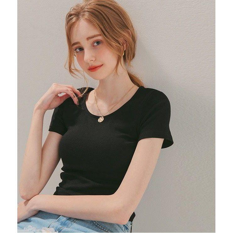 11431-4B1 Áo thun gân tay ngắn, freesize dưới 50 kí tùy chiều cao Sale