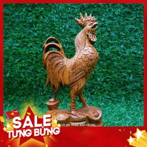 Tượng con gà trống gỗ hương cao 20 cm