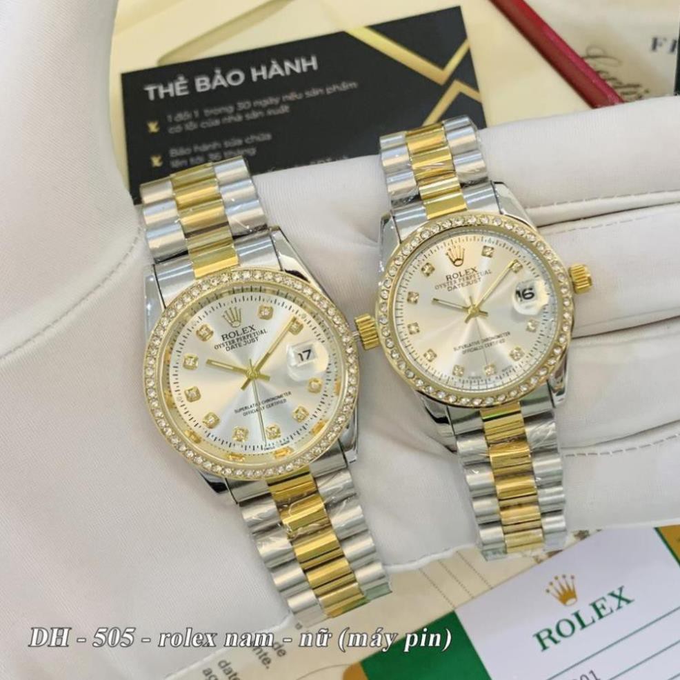 [Video thật] Đồng hồ nam nữ Rolex - unisex viền đá dây kim loại chống nước - DH505 Ngọc trinh shop