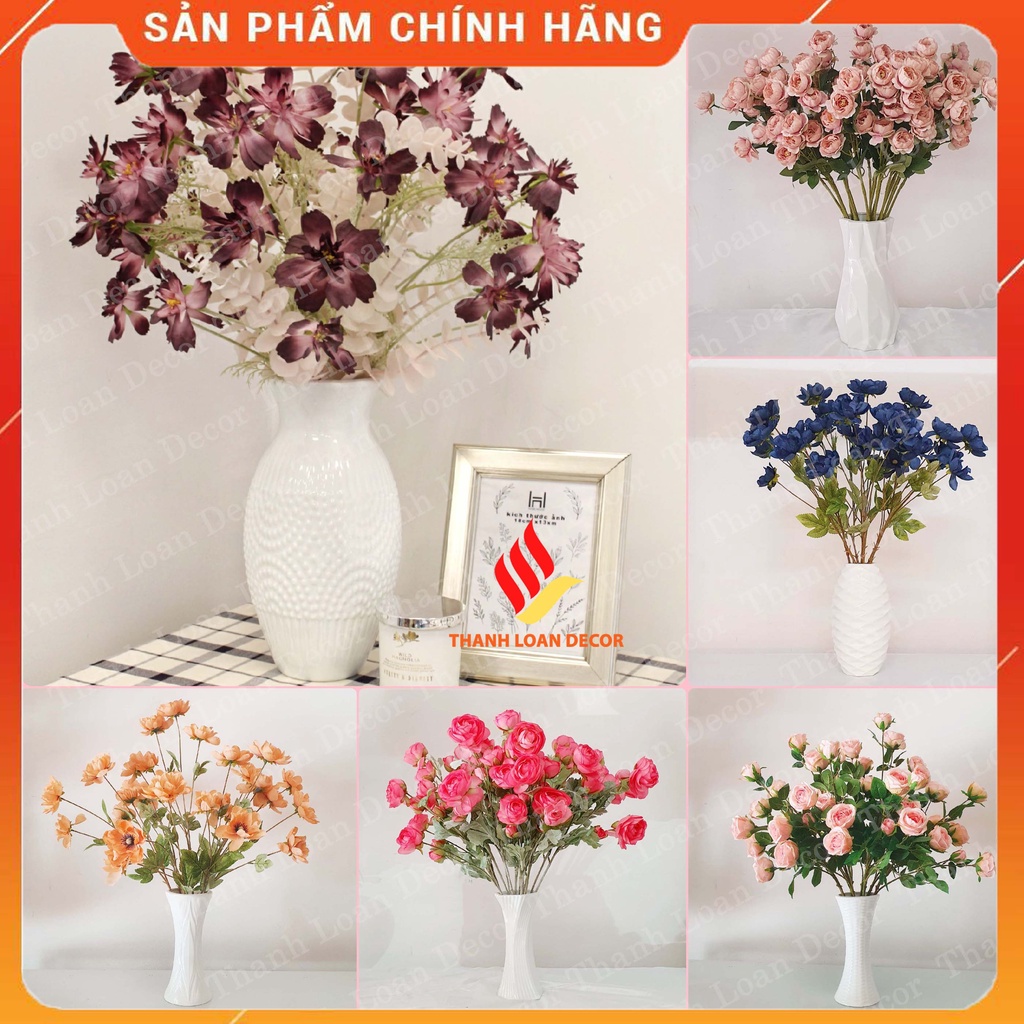 Lọ hoa gốm Bát Tràng cỡ trung - Bình hoa decor sứ sương trang trí đẹp - Nhiều mẫu - Màu trắng