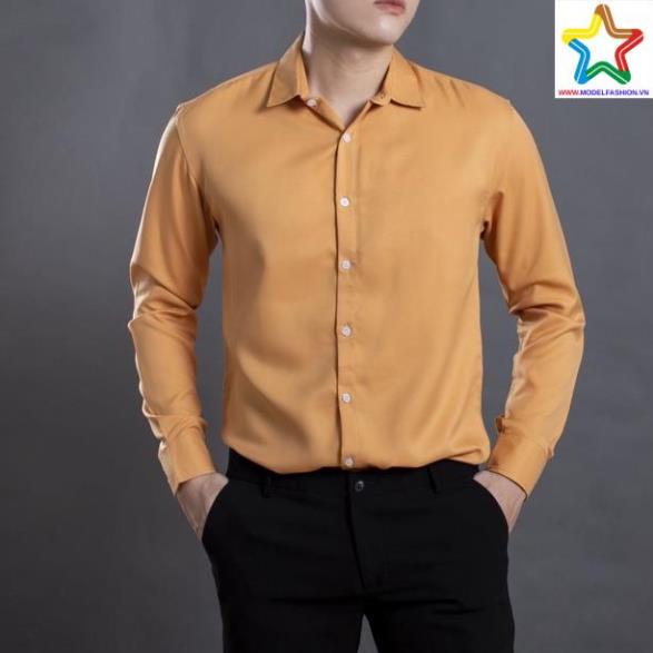 Áo sơ mi nam dài tay TLH - 1523B , Màu vàng bò, đỏ đô tươi trẻ, Chất mịn mát không xù lông