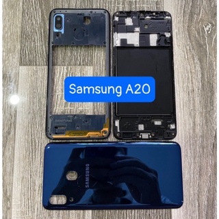 bộ xương vỏ samsung A20 ,kèm khay sim,phím,kính camera