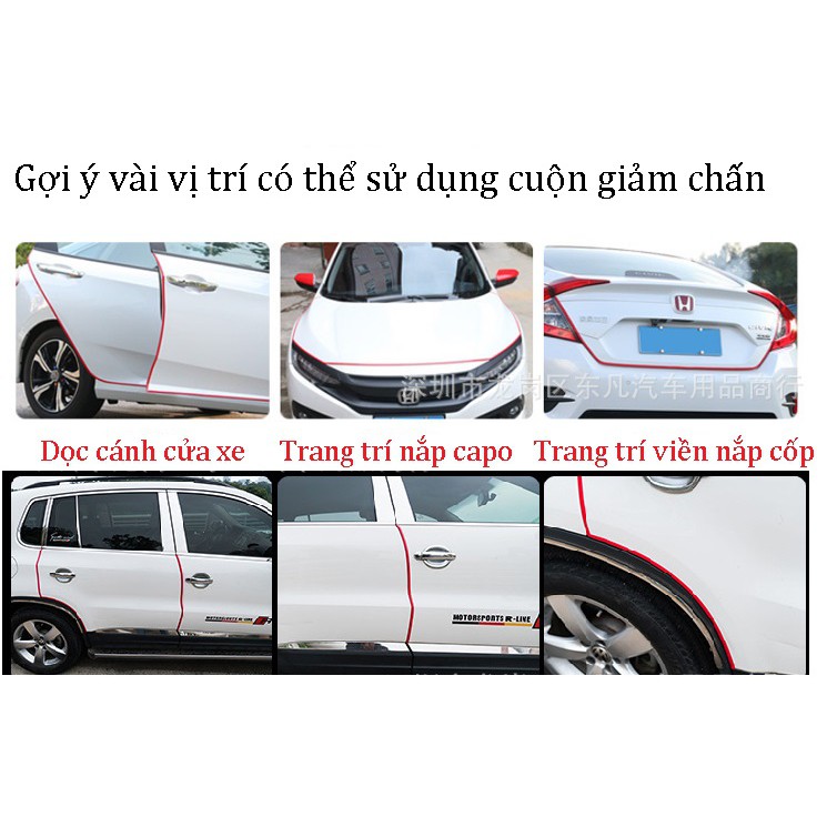 5.6m chỉ cao su trang trí nội ngoại thất ô tô chống chạm trầy xước cửa xe hơi