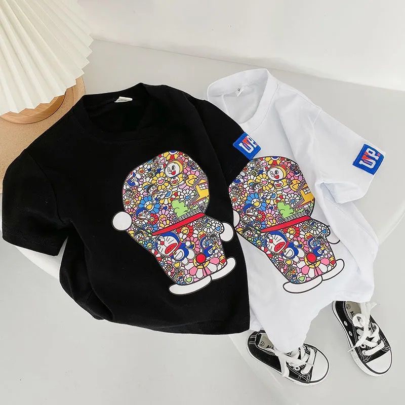 Áo Thun Tay Ngắn Cổ Tròn In Hình Mèo Dễ Thương Phong Cách Hàn Quốc Thời Trang Mùa Hè Dành Cho Bé Trai Và Bé Gái 2021