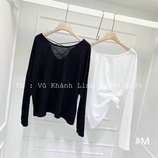 Áo len giấy dài tay form thụng đan lưng