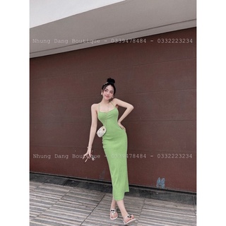 Váy Body Kẻ 2s Xẻ Gấu