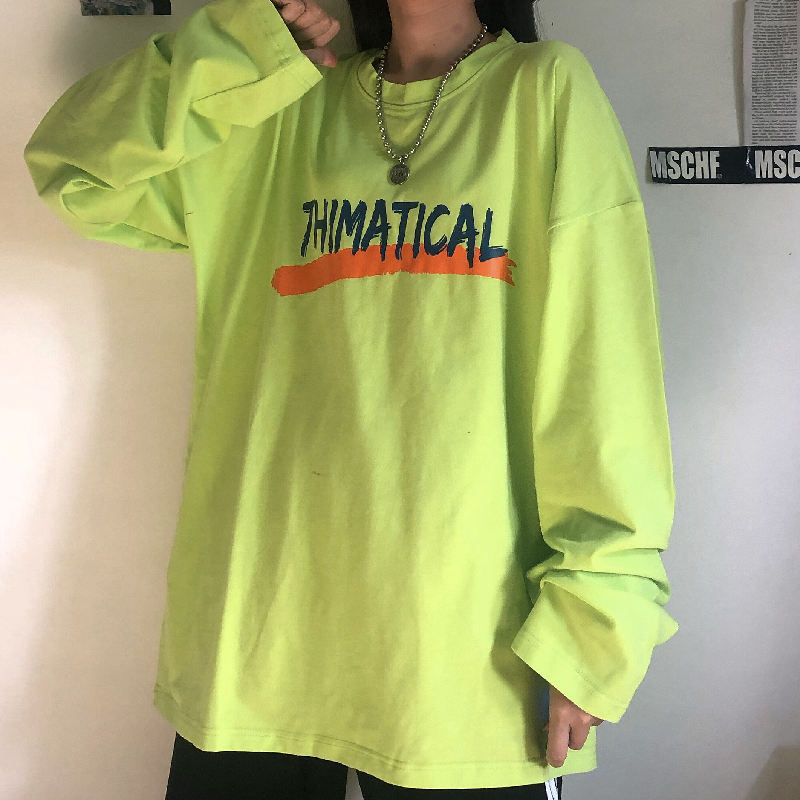 Áo thun tay dài in chữ tiếng anh phong cách Hàn thời trang cho nữ