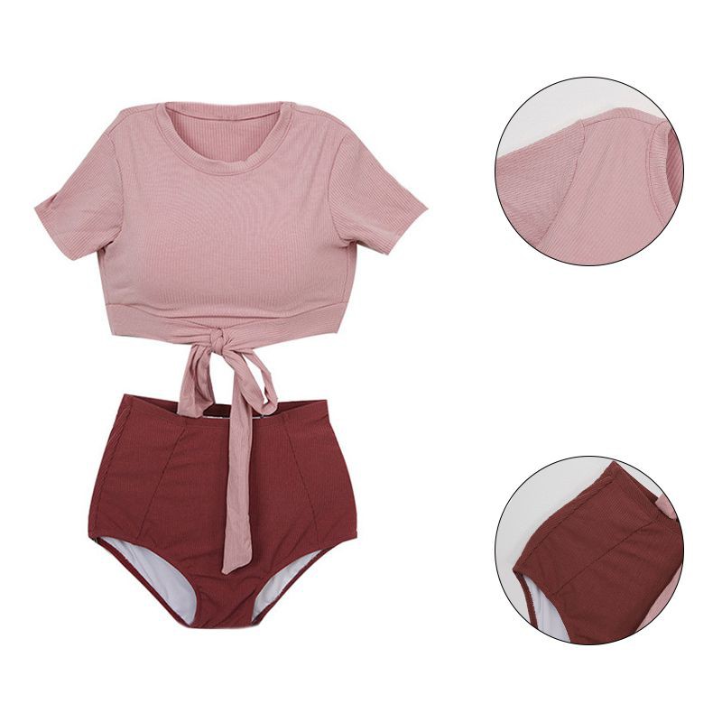 Bộ bikini 2 mảnh kiểu áo ngắn tay thắt dây gợi cảm cho nữ | BigBuy360 - bigbuy360.vn