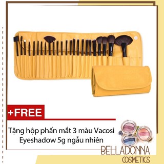 [Hàng chính hãng] Bộ Cọ trang điểm chuyên nghiệp 24 cây Vacosi BC10 Tặng hộp phấn mắt 3 màu Vacosi 5g màu ngẫu nhiên