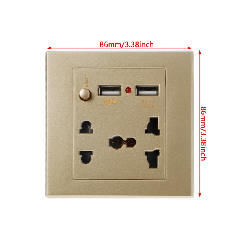 Ổ Cắm Điện Gắn Tường Có Đèn LED Hai Cổng USB Tiện Dụng