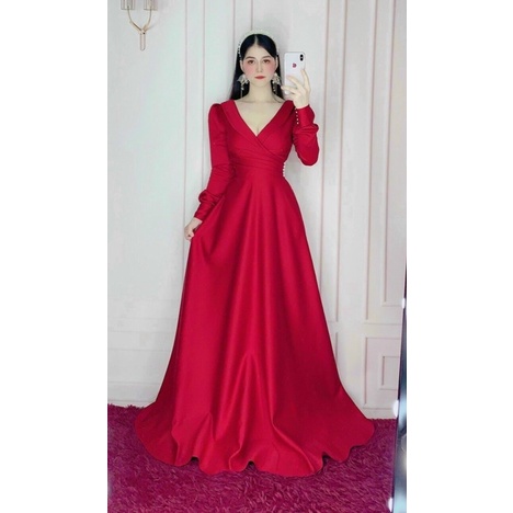 ĐẦM XOÈ MẶC CƯỚI CỔ V CHÉO KHOÉT LỨNG ĐÍNH CHUỔI full S/M/L/XL ( ẢNH VÀ VIDEO THẬT DO CHỦ SHOP TỰ QUAY 100000%)