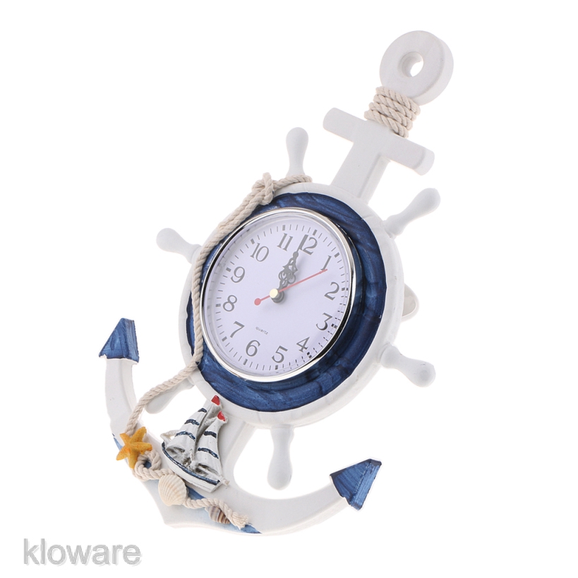 Đồng Hồ Treo Tường Hình Bánh Xe Và Mỏ Neo Phong Cách Biển 33cm