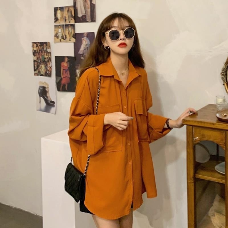 Áo Sơ Mi Tay Dài Dáng Rộng Phong Cách Retro Hồng Kông Thời Trang Mùa Xuân Mới Cho Nữ