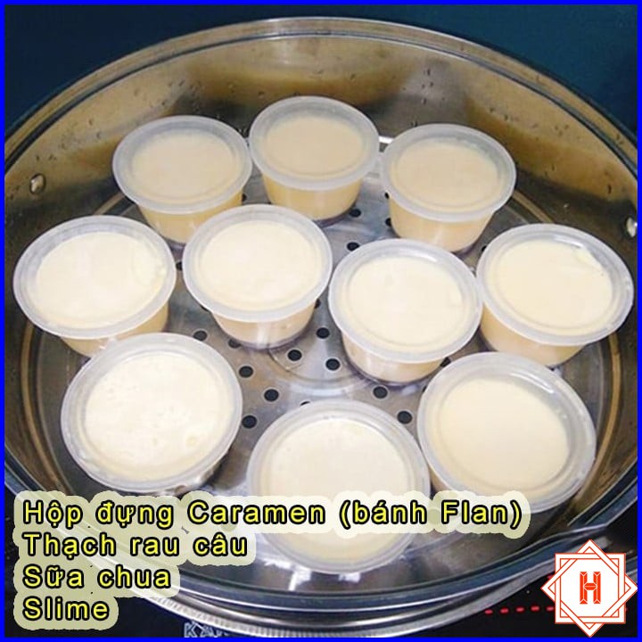 Set 10 Hộp nhựa làm Caramen tại nhà hình tròn có nắp – Hộp làm bánh Flan { H }