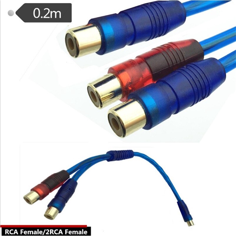 Gold Rca male plug to 2 RCA female jack adapter cable 0.2m RCA Plug/2 RCA Jack cable (1 RCA Male to 2 RCA Female)