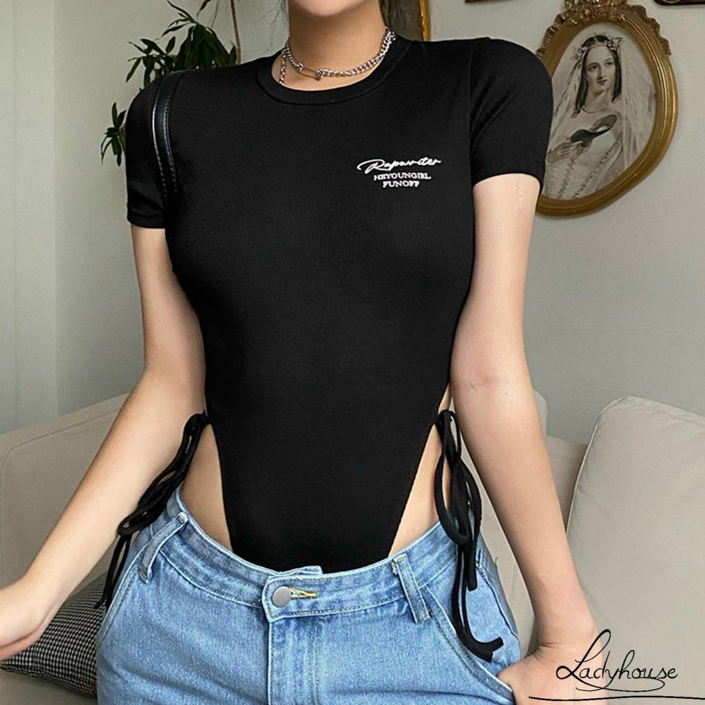 Áo boddysuit nữ tay ngắn , áo liền thân ôm boddy gân tăm co giãn khoét tạo đường cong quyến rũ (kèm hình thật) alohashop