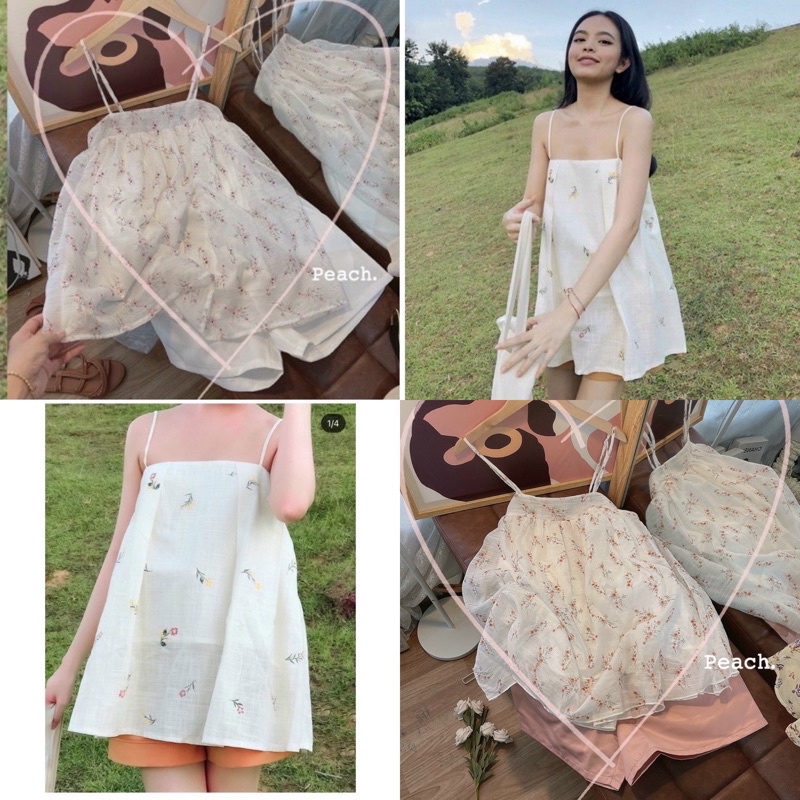 SET ÁO HOA HAI DÂY KÈM QUẦN SHORT (KÈM VIDEO HÌNH THẬT)