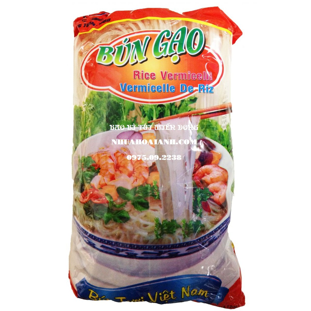 bao bì đựng miến, in túi nilong đựng miến, in túi miến, bao bì túi miến dong