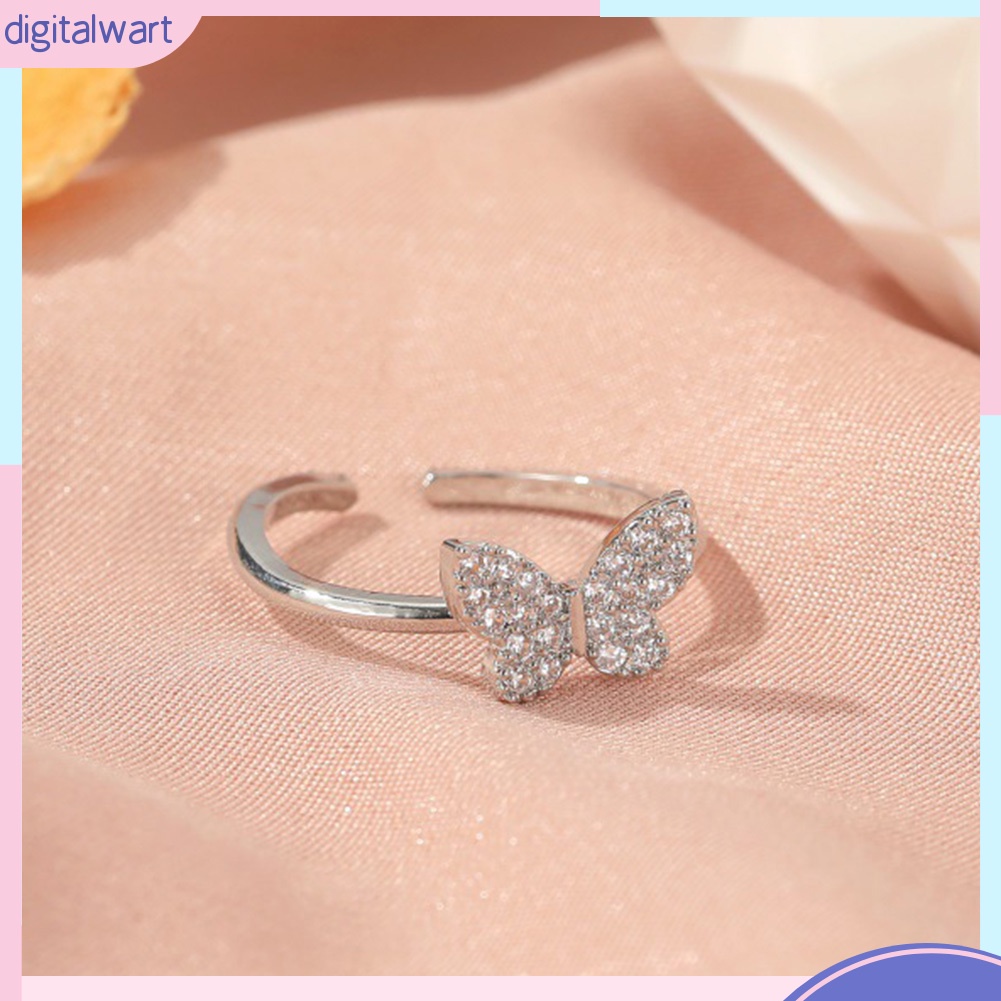 Nhẫn Hợp Kim Hở Hình Bướm Đính Đá Thời Trang Cho Nữ