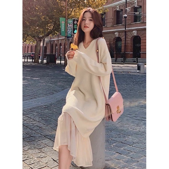 Order Váy Len phối voan ulzzang siêu xinh (chọn size ib)
