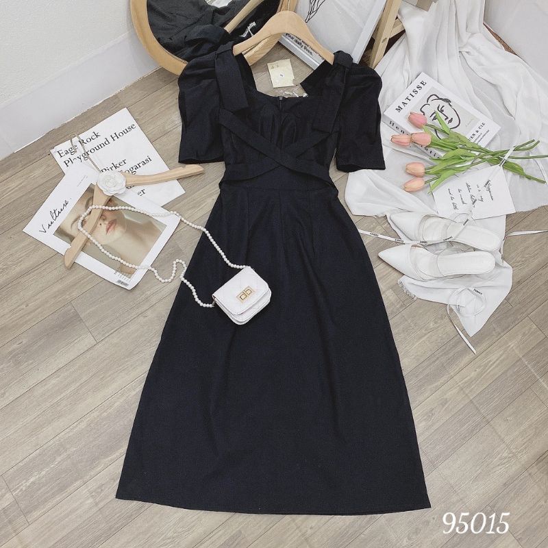 Mẫu Mới 🌺 free ship🌺 đầm cổ vuông dáng chữ a xanh bơ siêu xinh ,tôn dáng