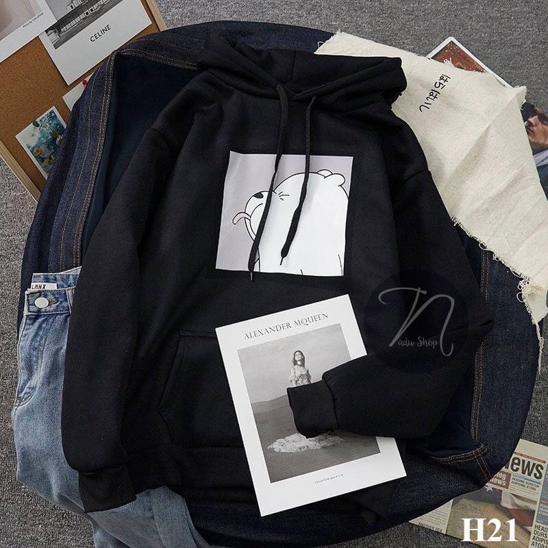 Áo Nỉ Hoodie hình gấu trắng we are bear  Áo nỉ gấu trắng