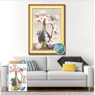 Tranh đính đá Bình hoa lan Kt 50x70cm