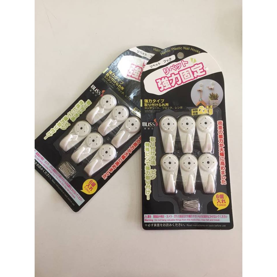 Set 6 móc treo tường đóng đinh.