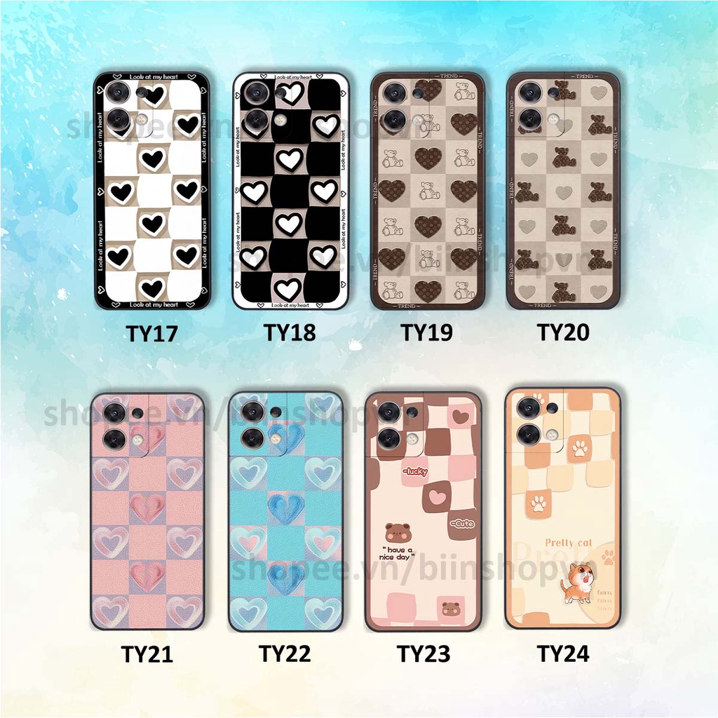 Ốp Oppo RENO 8 5G caro trái tim nhiều màu sắc, đầy cá tính, khẳng định phong cách