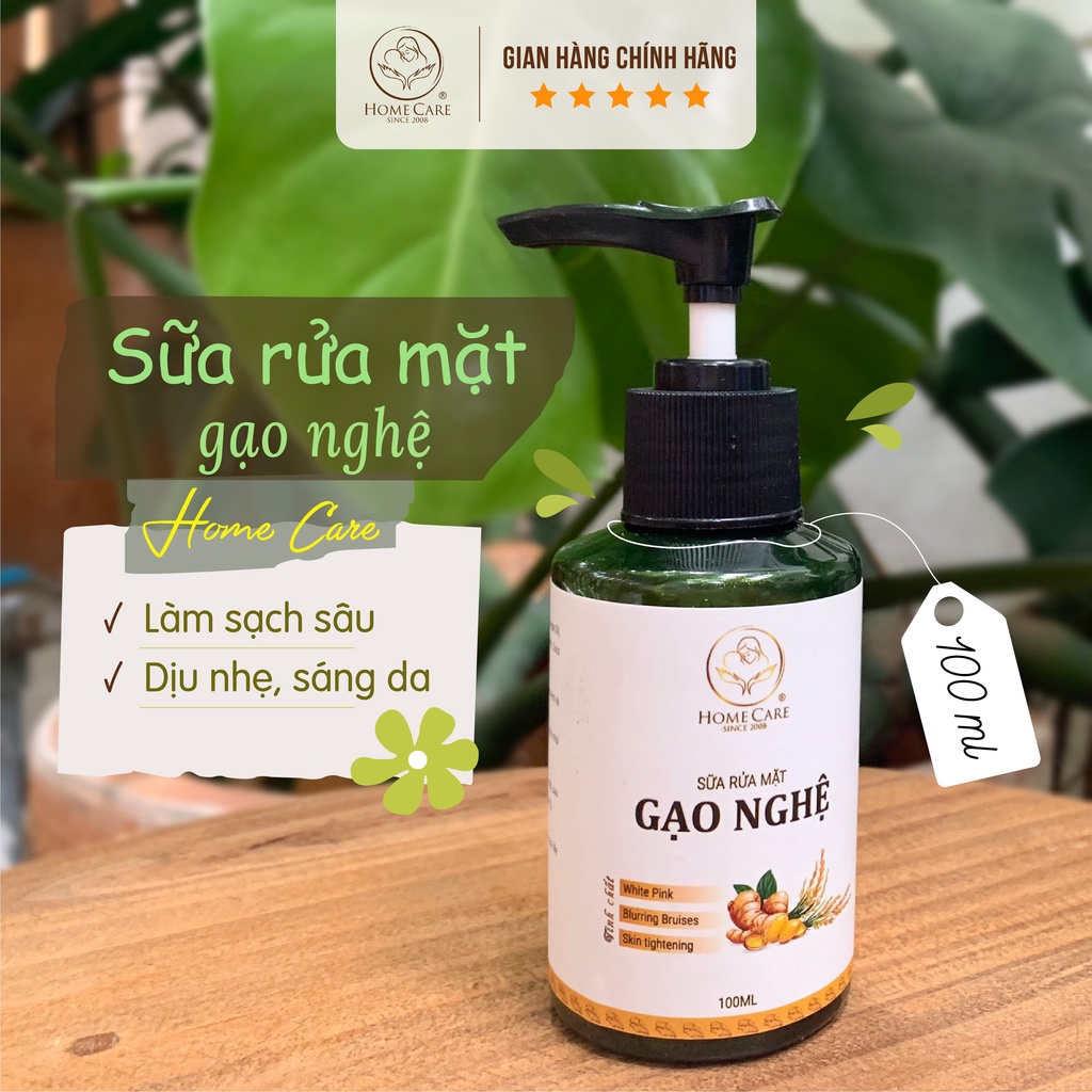 Sữa rửa mặt Gạo nghệ Home Care từ cám gạo, nghệ và tinh chất nano vàng giúp làm sạch da, sáng da, mịn da 100ml