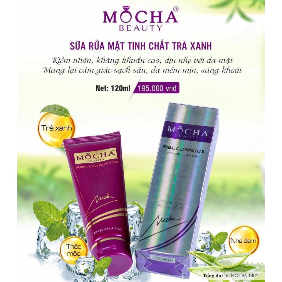 sữa rửa mặt tinh chất trà xanh mocha 120ml