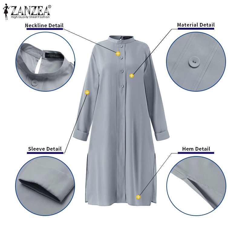 Zanzea Set Đồ Dài Xẻ Tà Phong Cách Hồi Giáo Thời Trang Cho Nữ