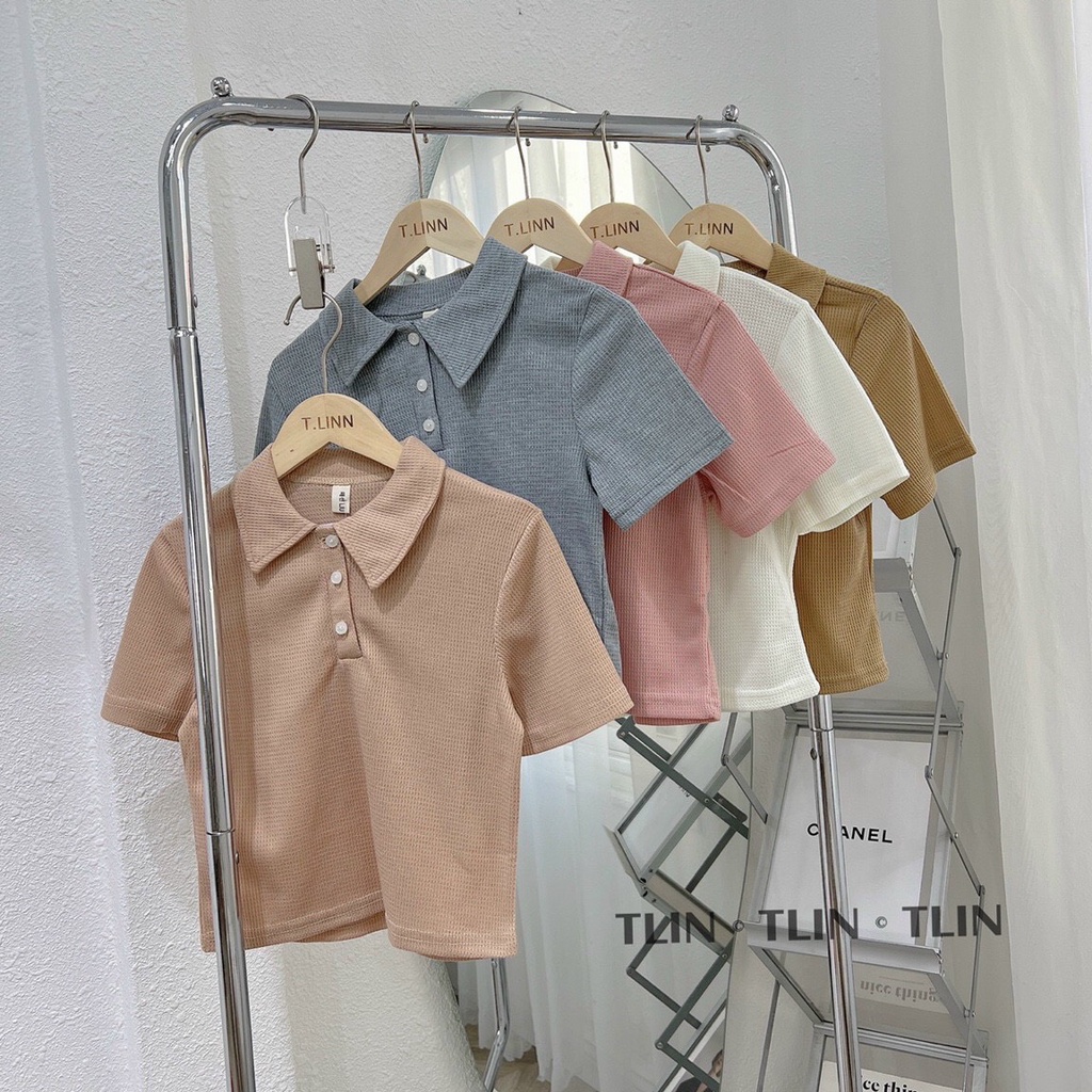 Áo Polo Nữ Dáng Ngắn, Polo Crop Nữ Chất Xốp Hàn Mềm Mại Đứng Dáng Phong Cách hà Quốc March.Clothes